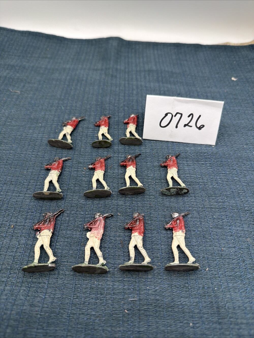 11x Vintage Small Flat Toy Fighting Soldier Lead Metal Weapon Hand Made painted